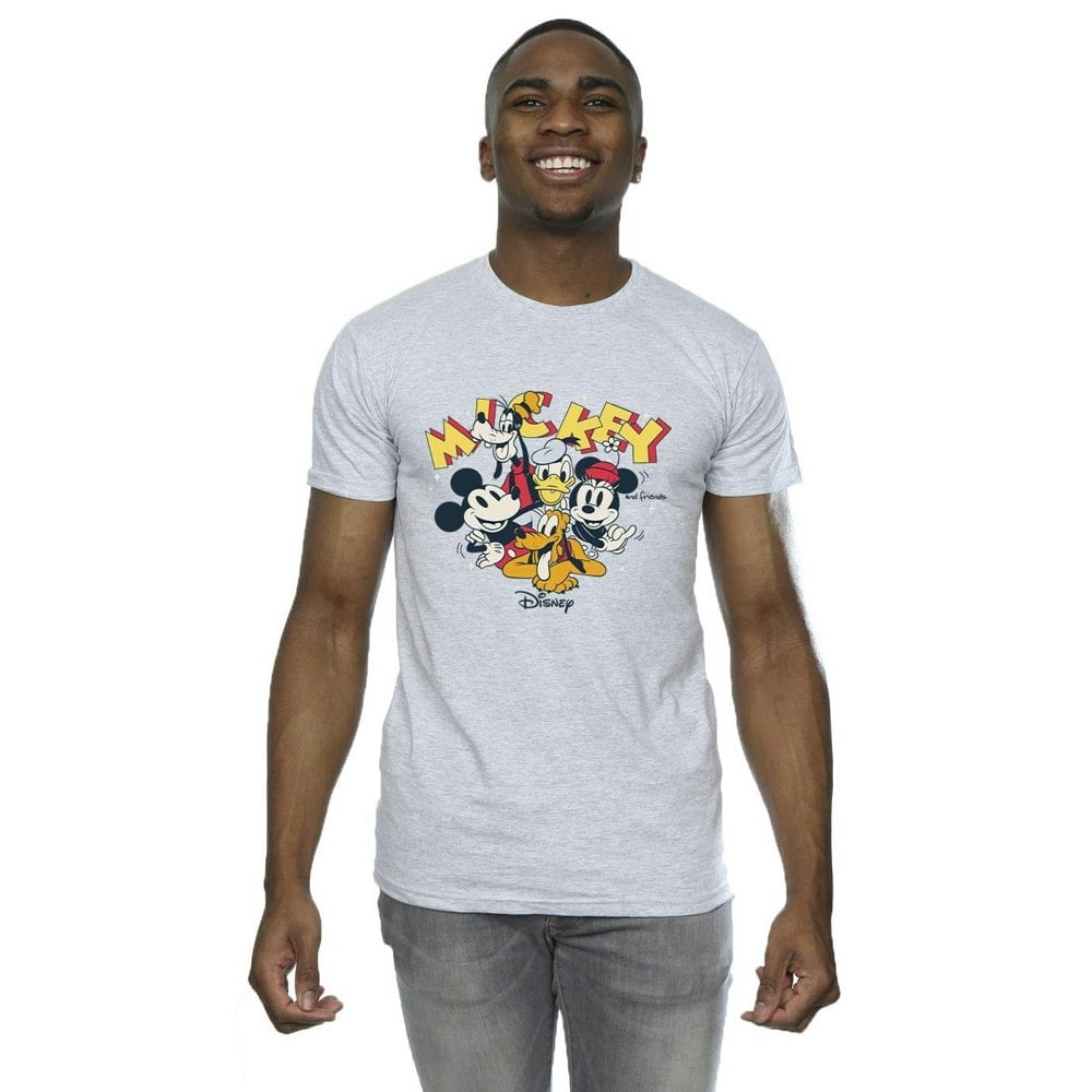 Disney Mens Mickey Mouse Group T-Shirt - Sports Grey