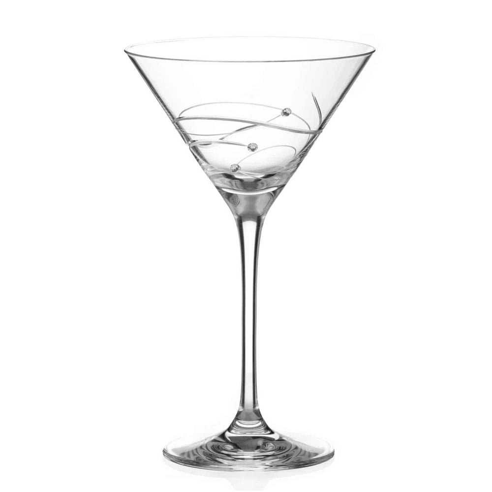 Diamante Spiral Martini Cocktail Glass Adorned with Swarovski® Crystals - Single Glass