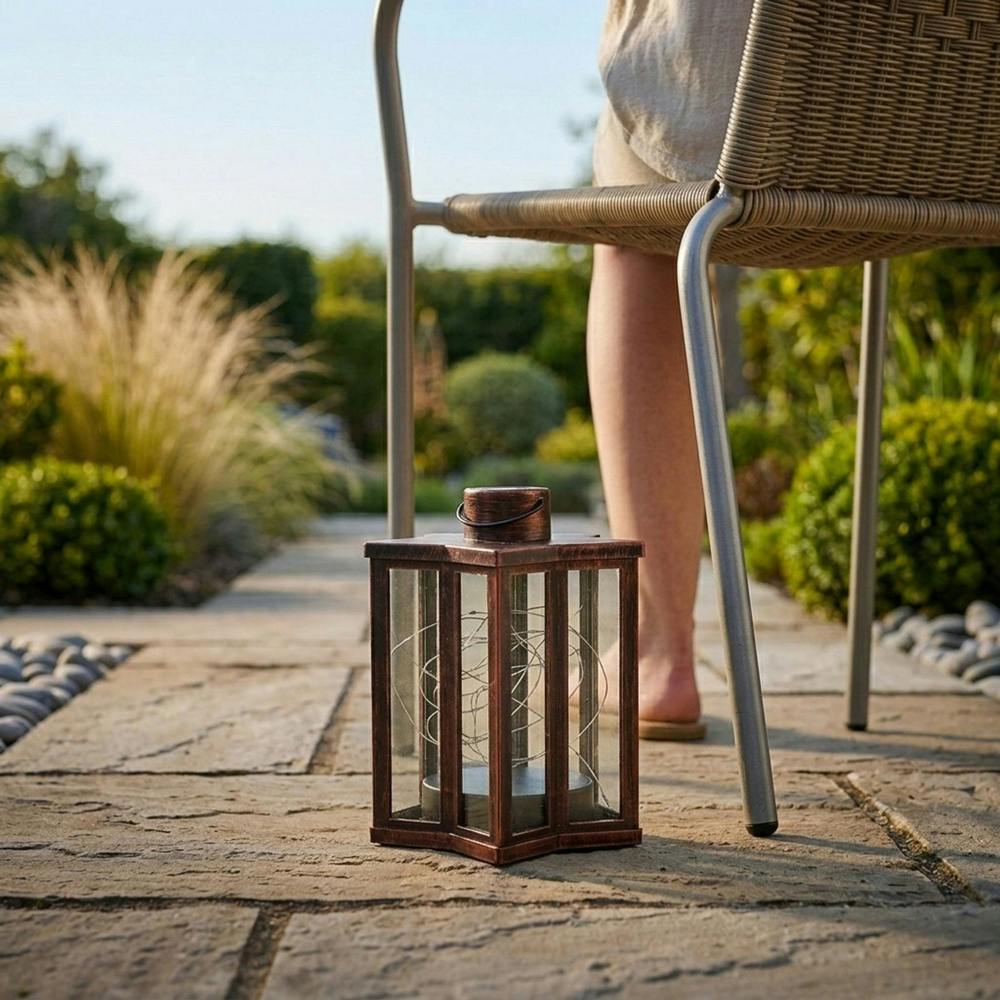 Garden Greatness Mini Bronze Effect Solar Firefly Star Lantern