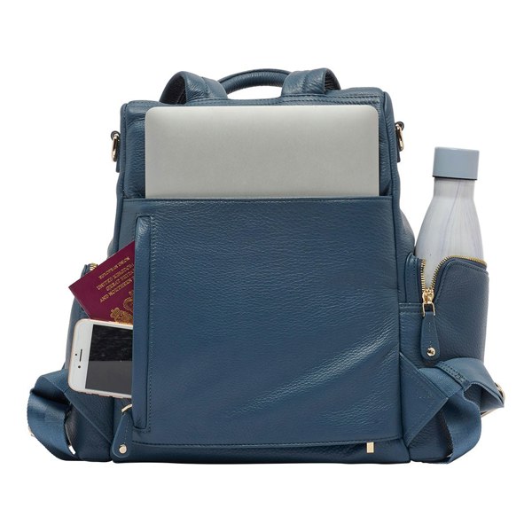 KeriKit England Amber Leather Backpack - Denim Blue