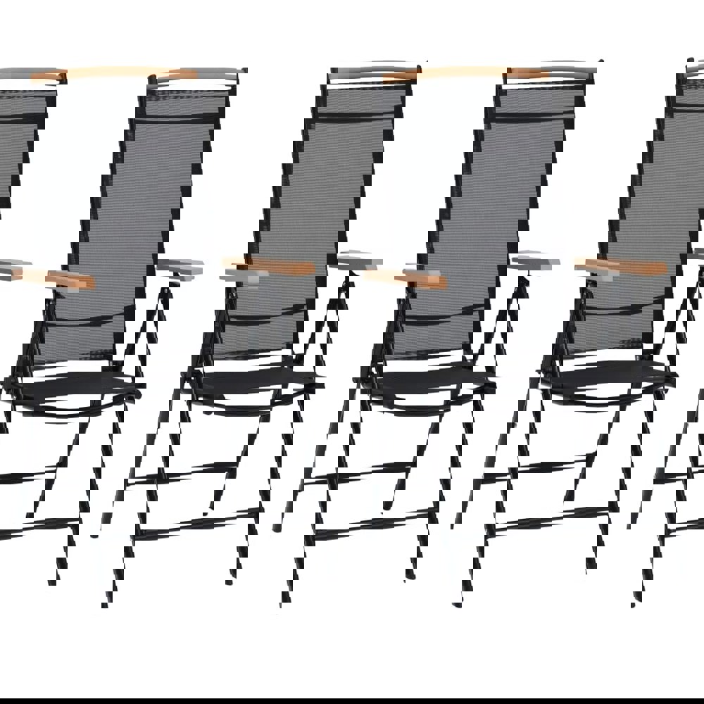 Berkfield Folding Garden Chairs 2 pcs Aluminium and Textilene Black