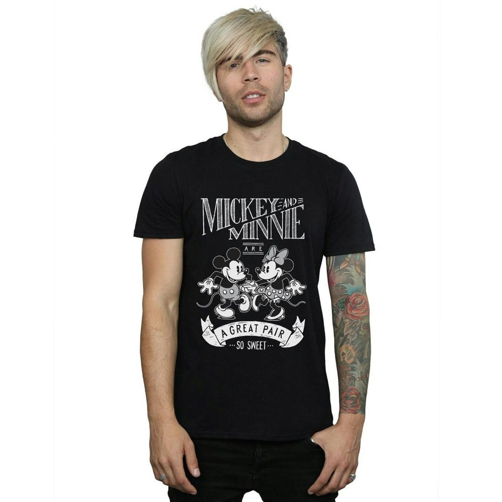 Disney Mens Mickey And Minnie Mouse Great Pair T-Shirt - Black