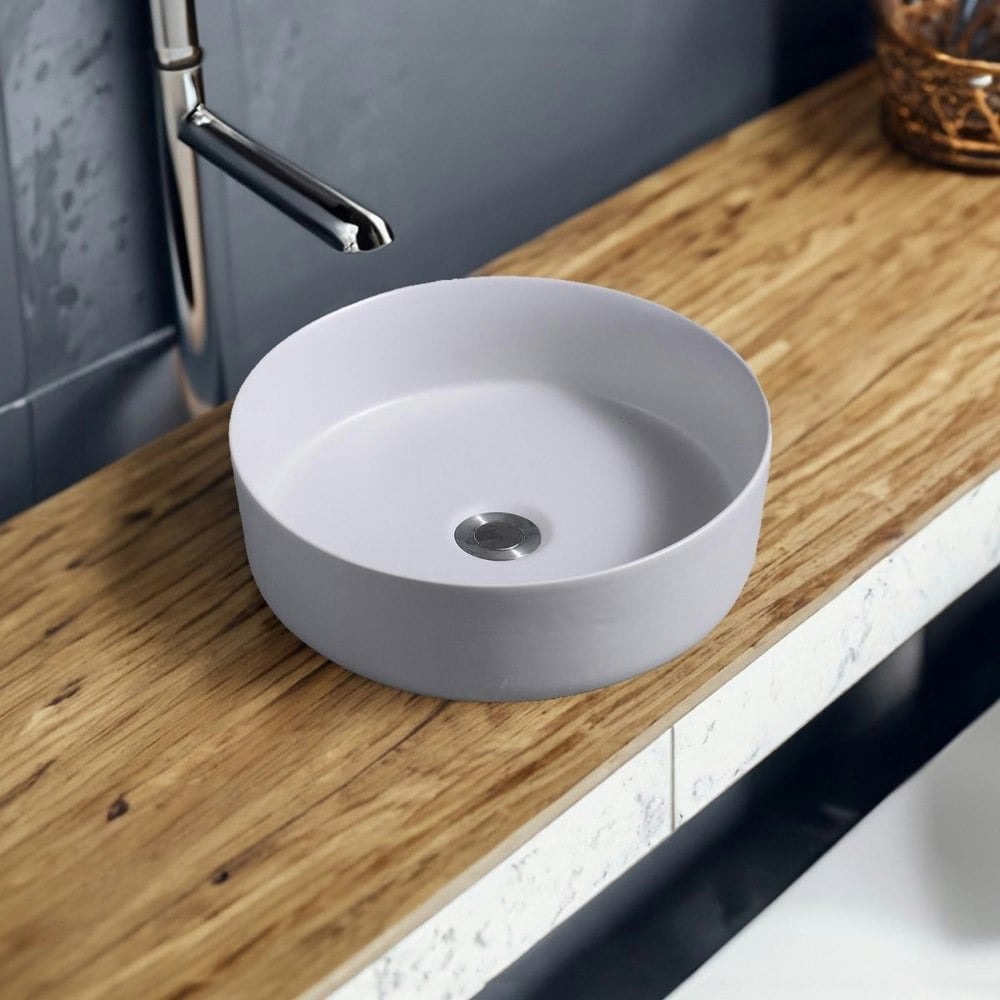 Limoge 7844 Ceramic Vert Round Countertop Basin in Cement