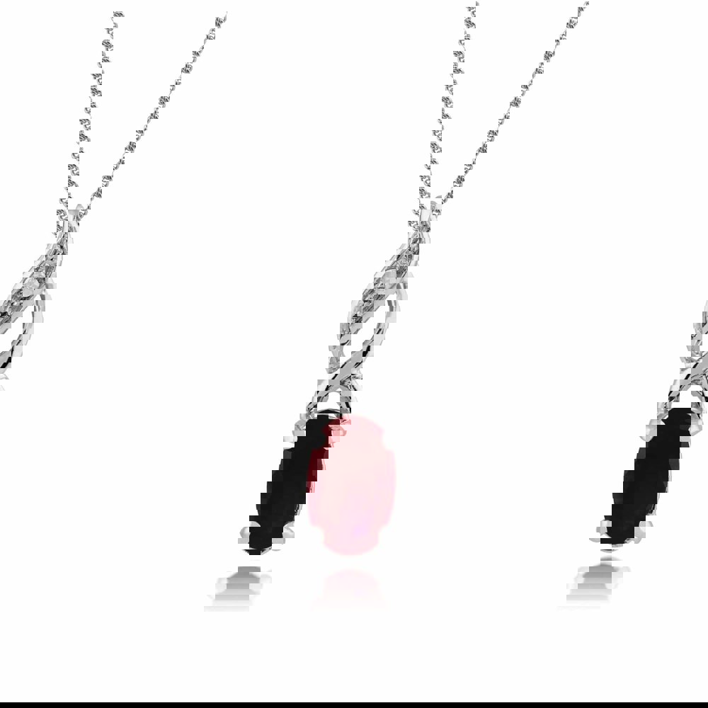 117P0104029 Classic Oval Ruby & Diamond Pendant in 9ct White Gold 1