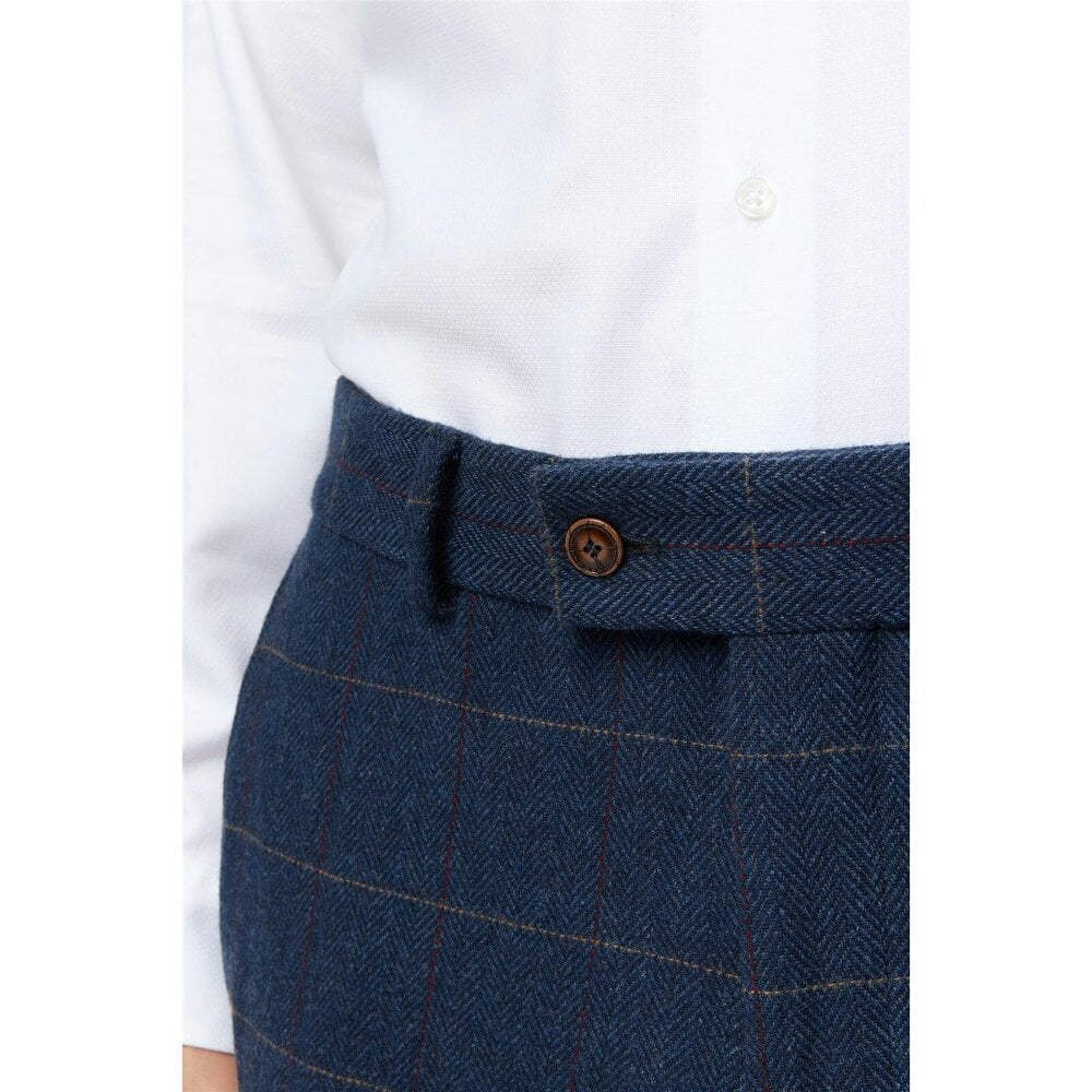 Antique Rogue Tailored Fit Ezra Blue Check Trousers