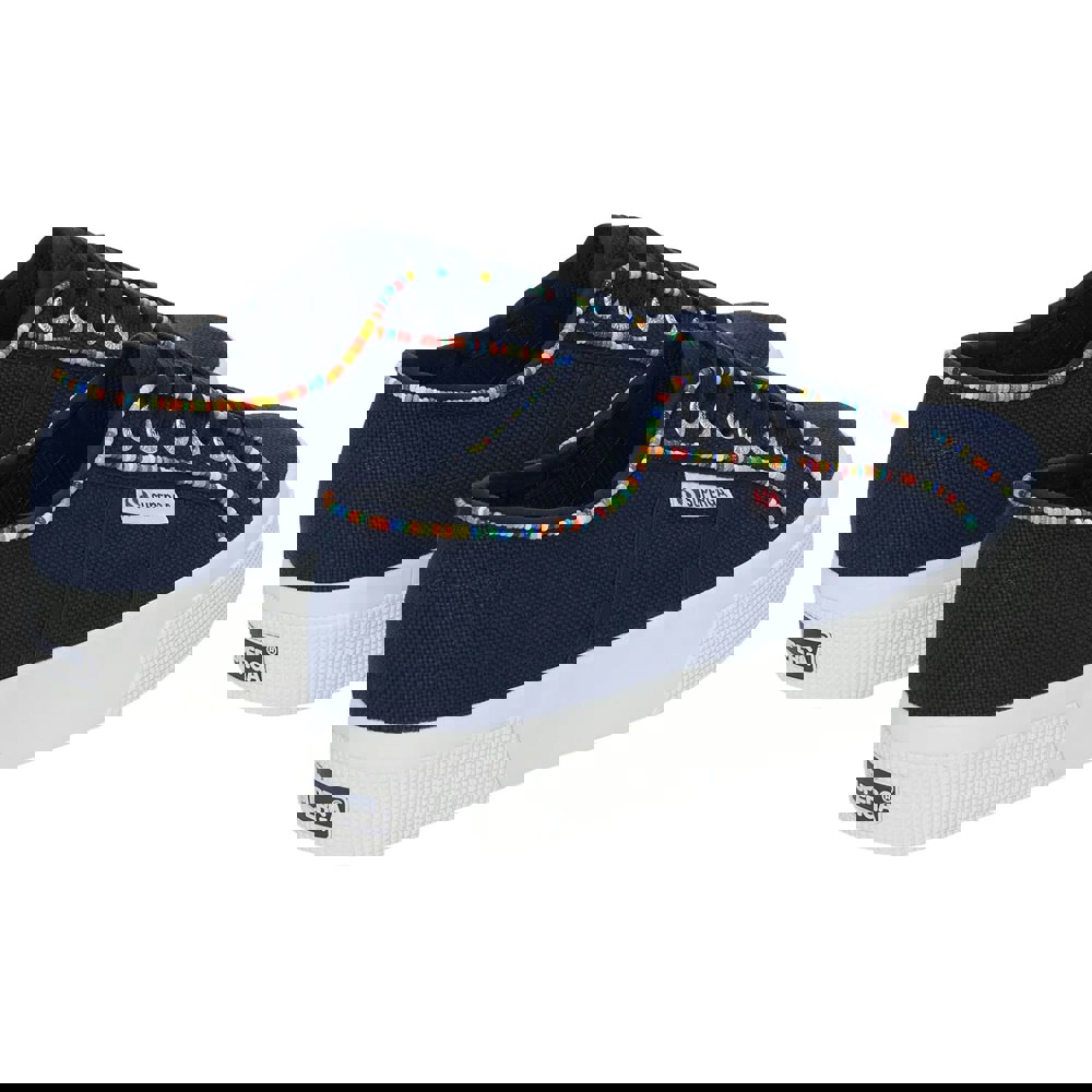 Superga Womens/Ladies 2740 Beaded Trainers - Navy/Multicoloured