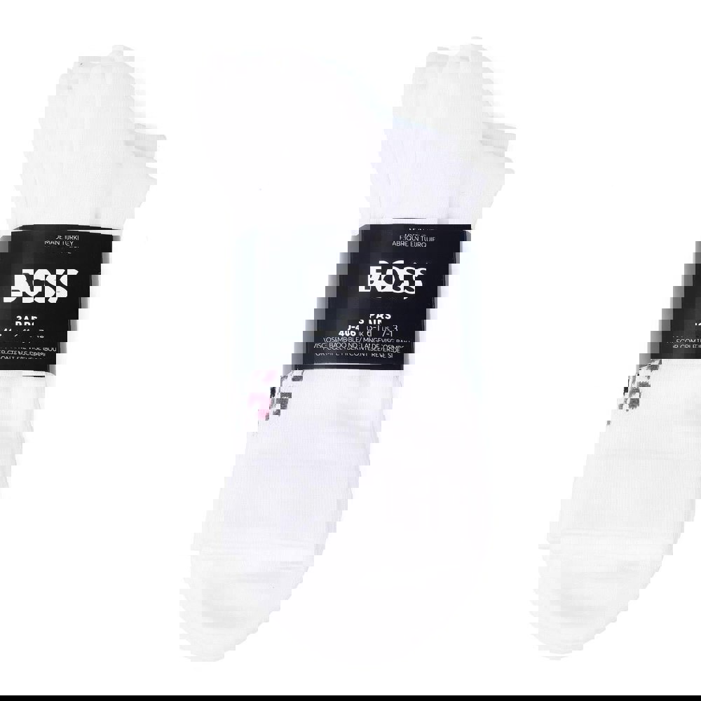Boss 50531540-961 Mens 3PC Logo Bamboo Socks - White