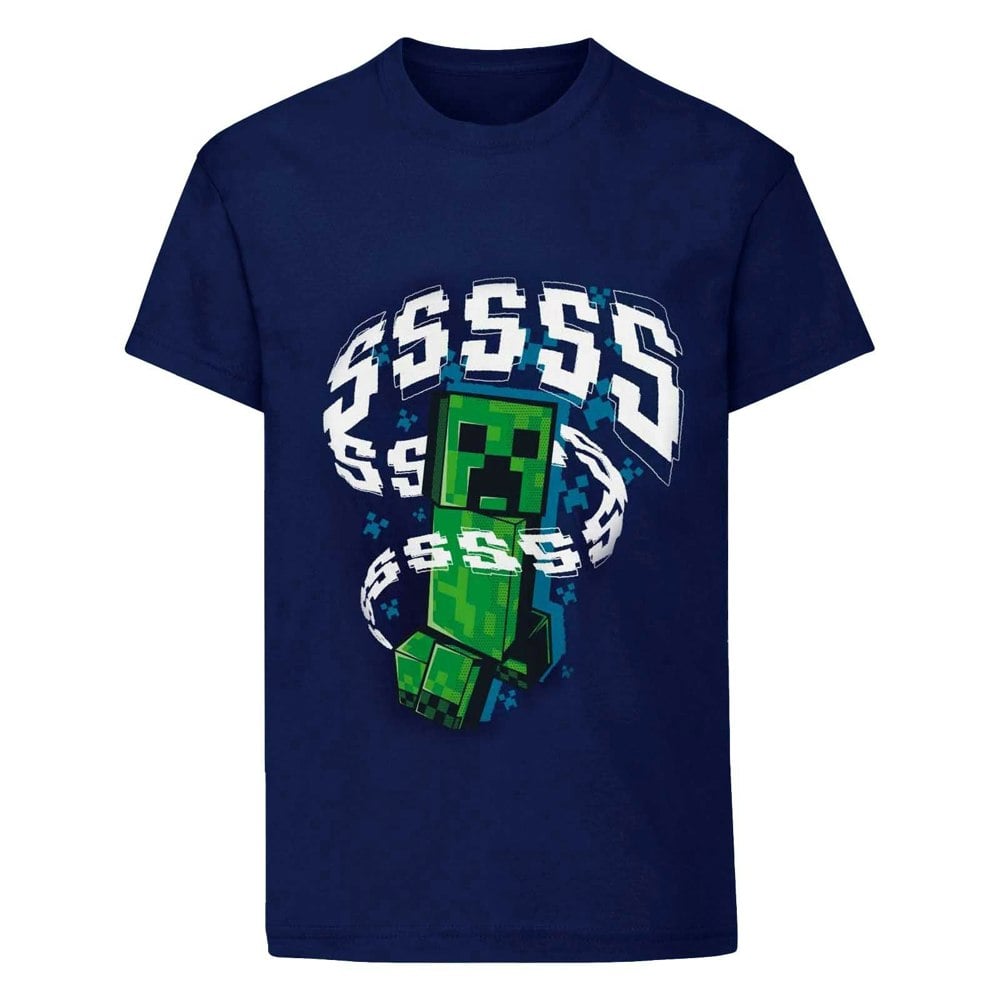 Minecraft Childrens/Kids Creeper T-Shirt - Navy