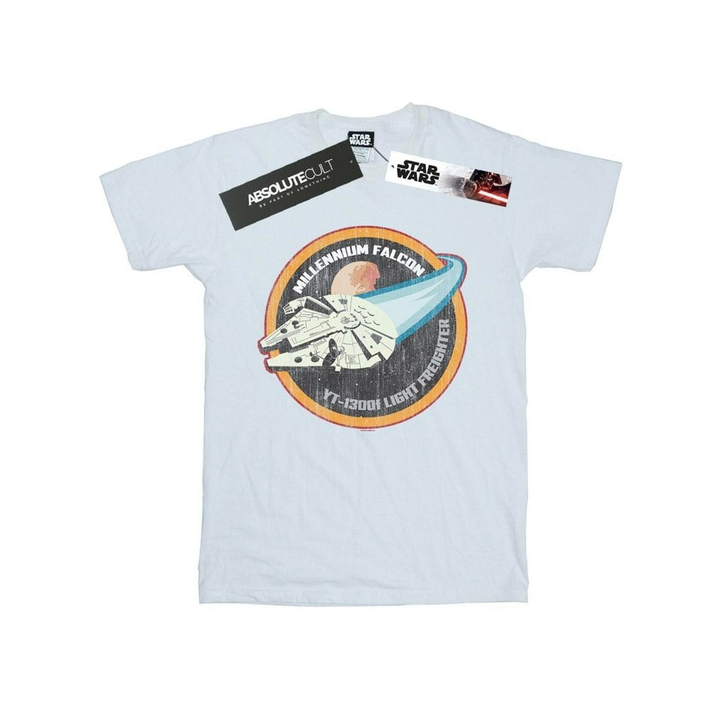 Star Wars Boys Millennium Falcon Badge T-Shirt - White