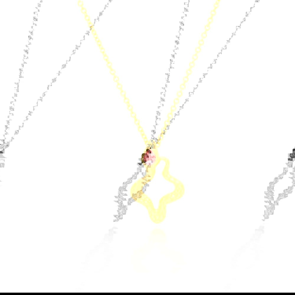 253N365701925 ECFEW™ Garnet Snake Pendant Necklace in Gold Plated Sterling Silver 