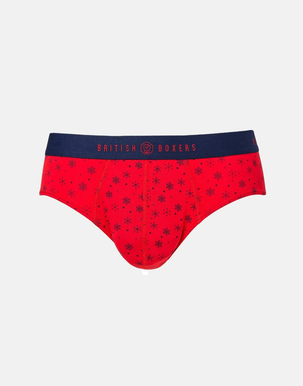 British Boxers Men's Bamboo Brief - Red-y For Snow