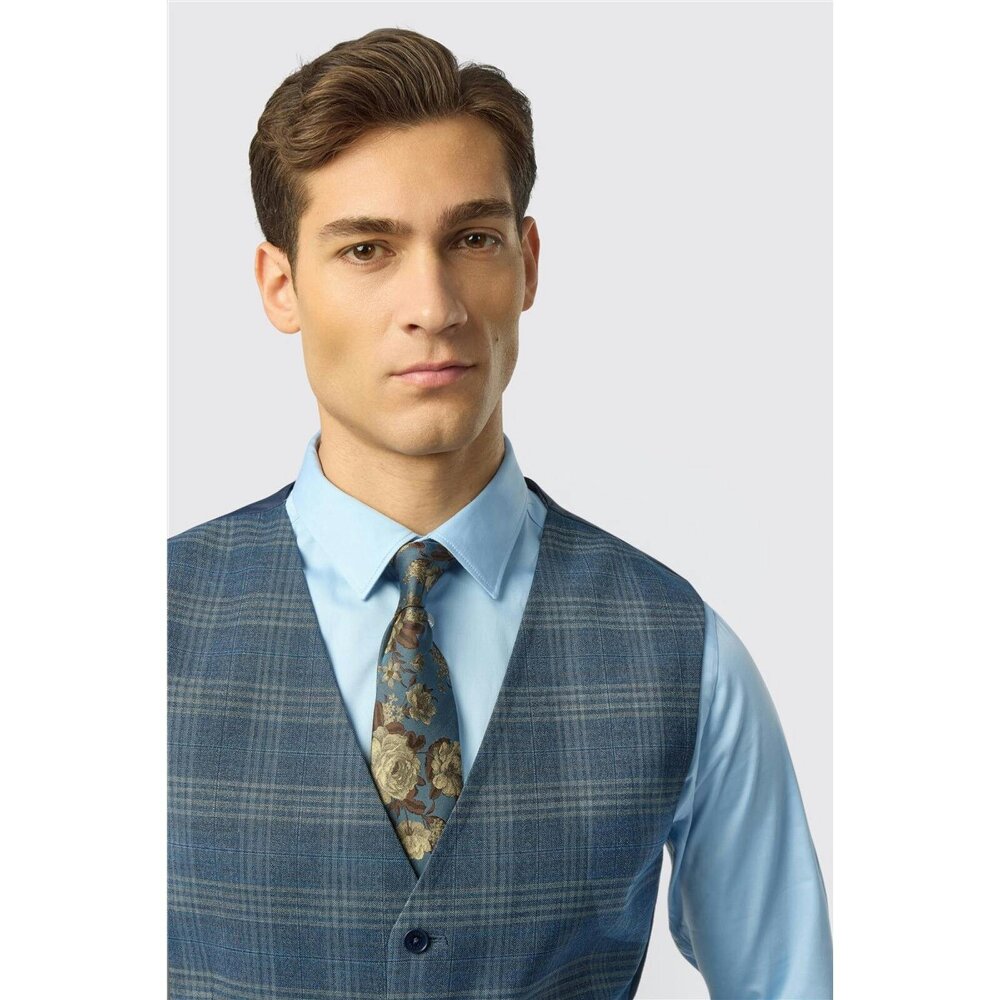 Ted Baker Slim Fit Airforce Check Waistcoat