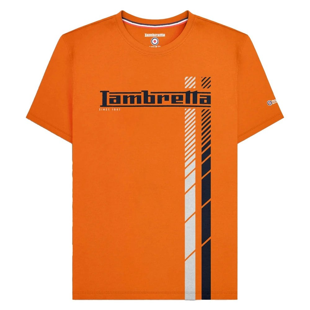 Lambretta Mens SS25 Racing Stripe Big & Tall T-Shirt - Orange