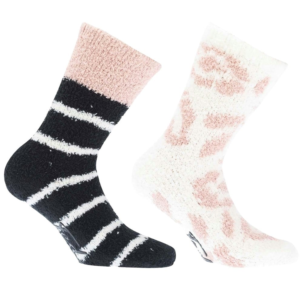 Ted Baker Womens/Ladies Maxthr Cosy Socks (Pack of 2) - Black/Pink/White