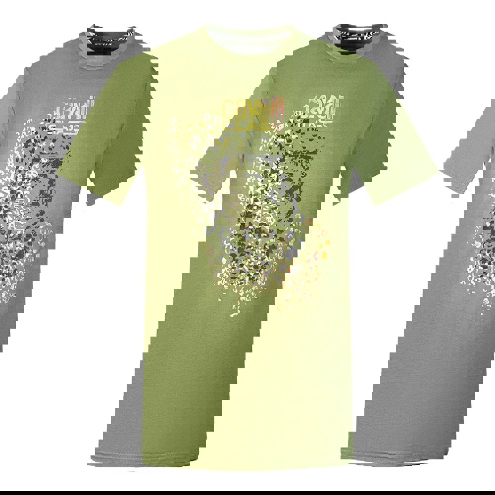Cavalli Class Leopard Print Silhouette T-Shirt - Green