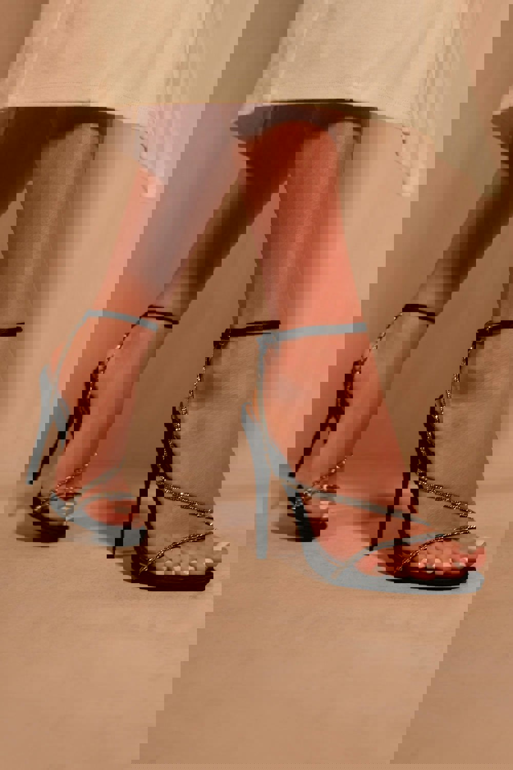 Where's That From Jovie Stiletto High Heel With Diamante Detailed Strap in Black Silk