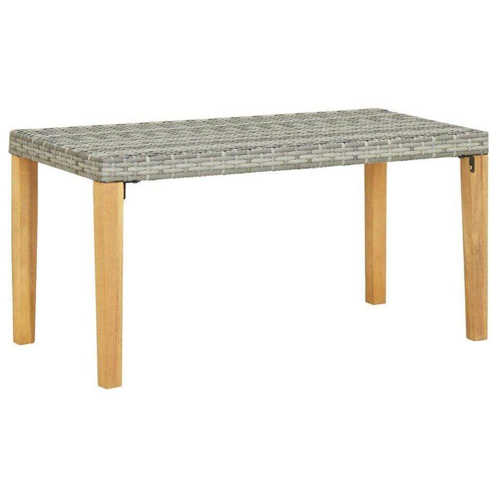 Berkfield Garden Bench 120 cm Grey Poly Rattan and Solid Acacia Wood