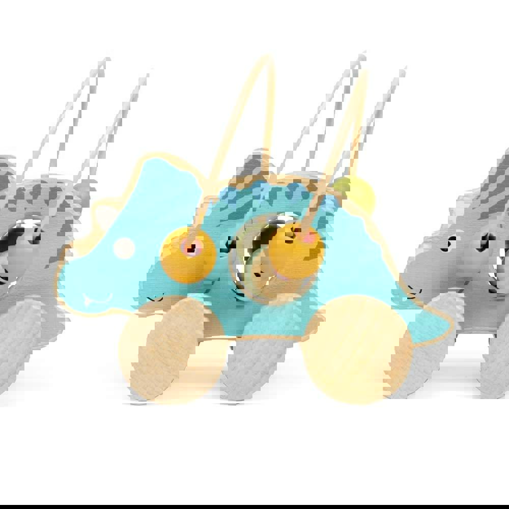 Bigjigs Toys Push Along Triceratops Bead Frame