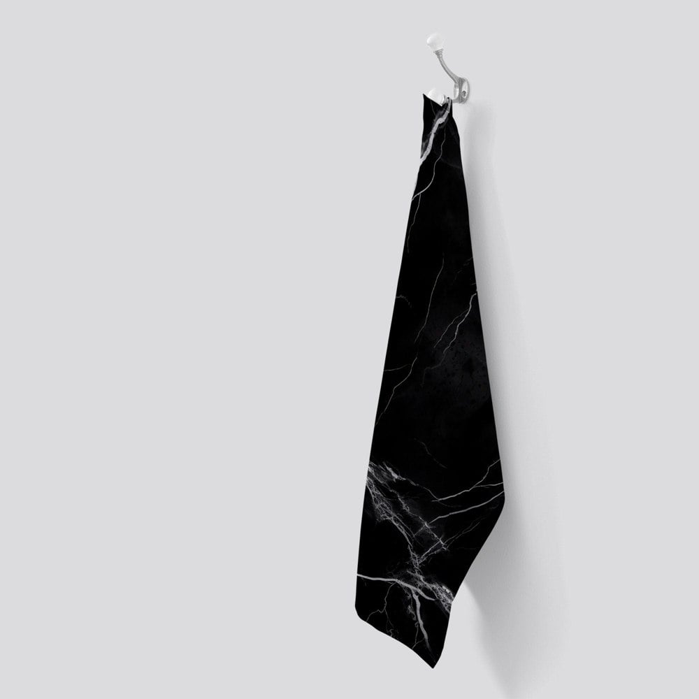 Warren Reed Black Marble Pattern Tea Towel