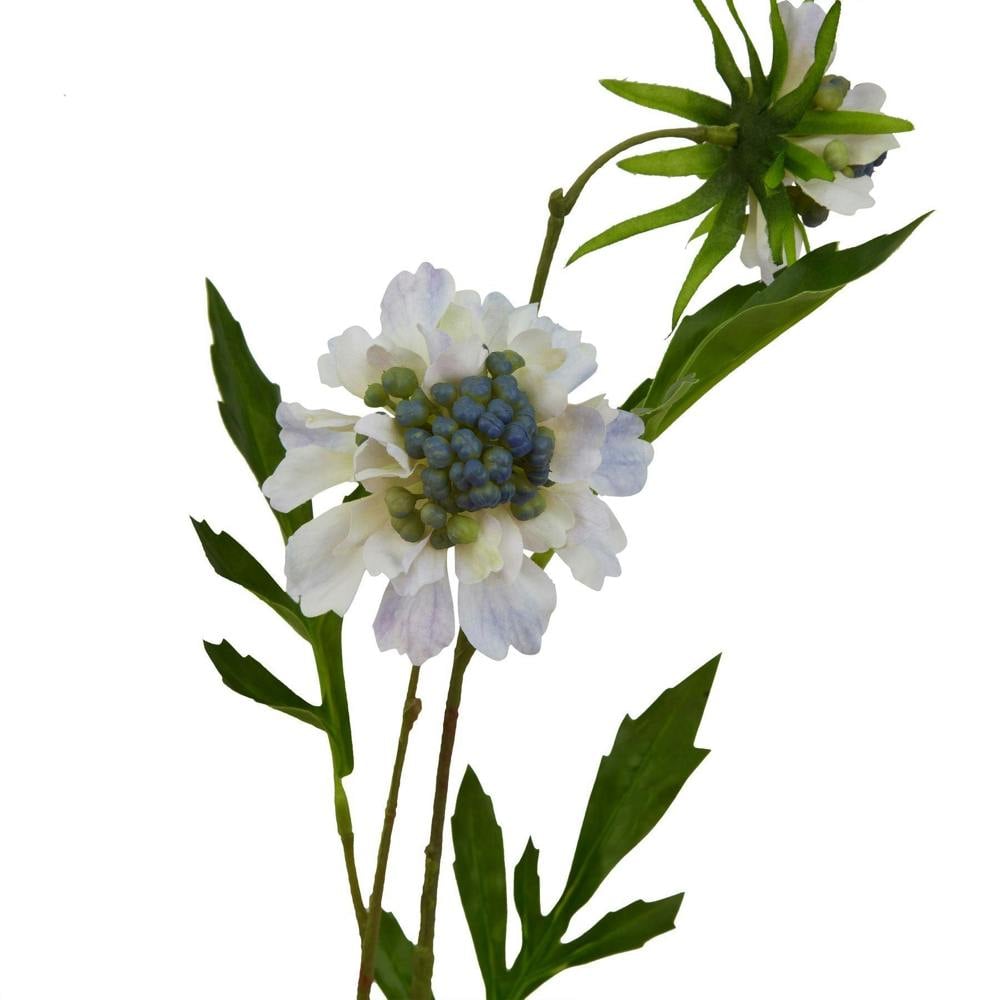 Wyld Haus Set of 3 Artificial Flowers Pale Blue Scabious Stems