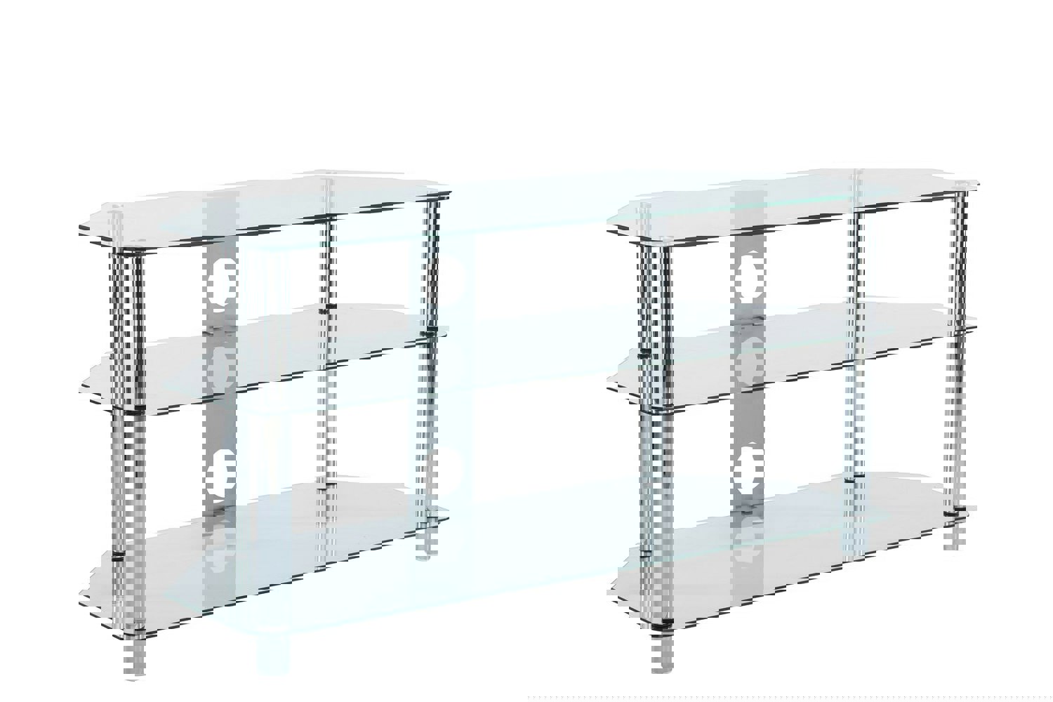 MMT Furniture Designs Clear Glass TV Stand 125cm wide Chrome Leg for 32-55 inch TV Screens
