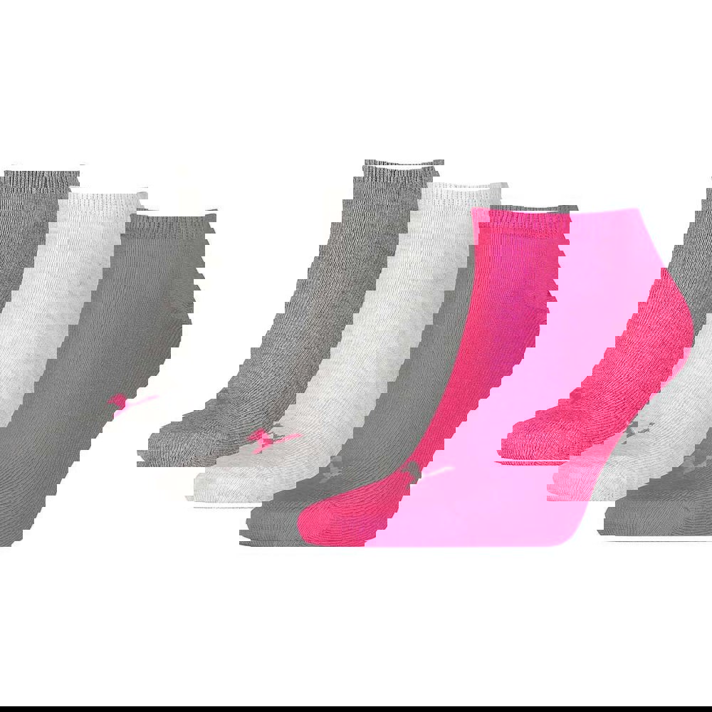 Puma Unisex Adult Invisible Socks (Pack of 3) - Pink/Grey/Charcoal Grey