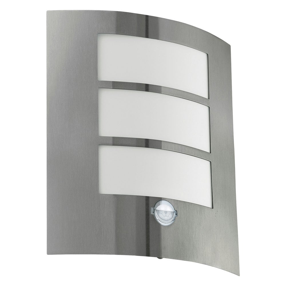 EGLO City Stainless-Steel Exterior Wall Light With Sensor