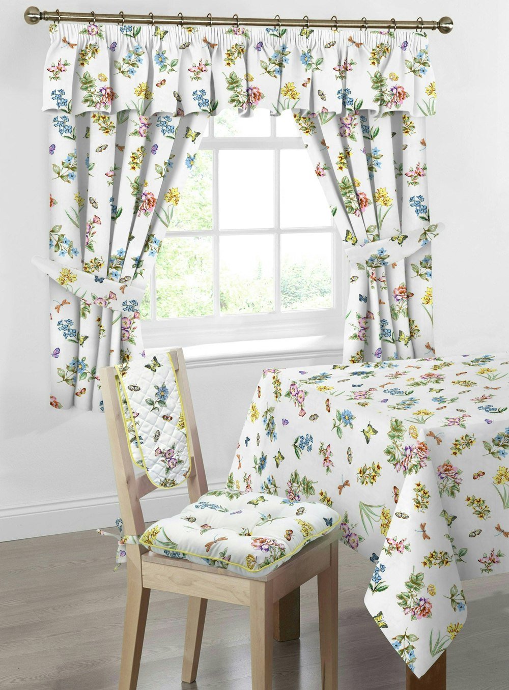 Velosso Kitchen Trends Butterfly Kitchen Curtains - 117cm x 137cm