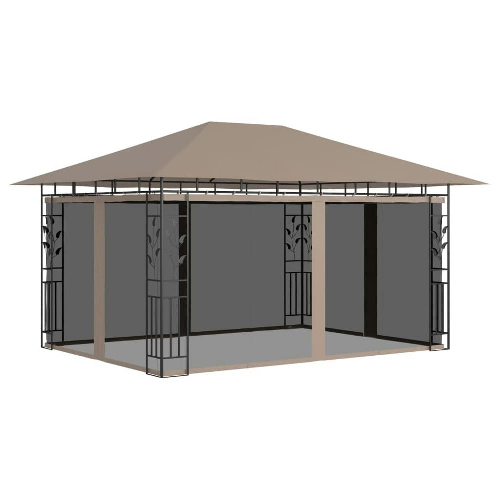Berkfield Gazebo with Mosquito Net 4x3x2.73 m Taupe 180 g/ma_
