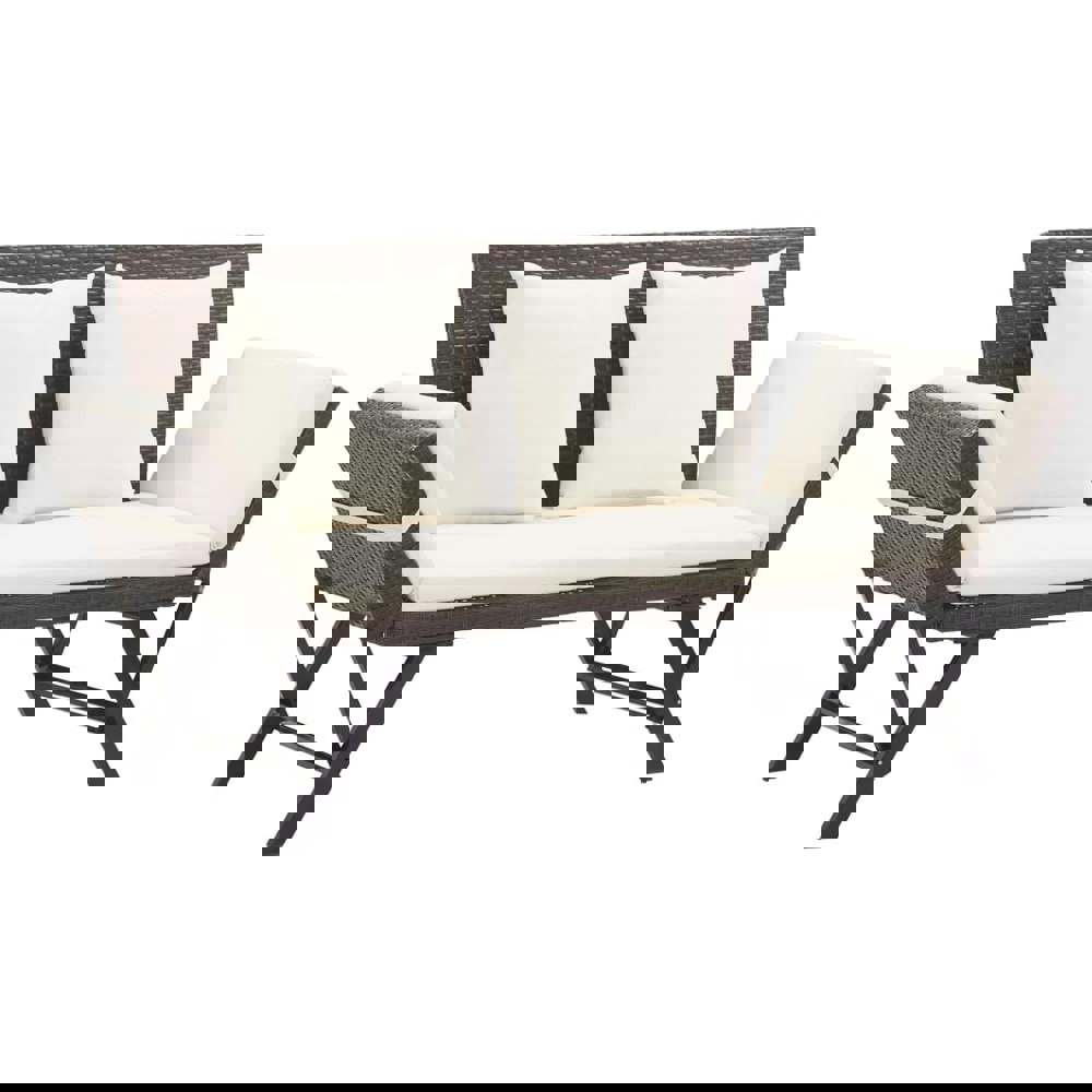 Berkfield Garden Bench with Cushions Brown 176 cm Poly Rattan