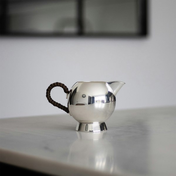 Silver Plated Spheres Cream Jug Wicker Handle - Nick Munro