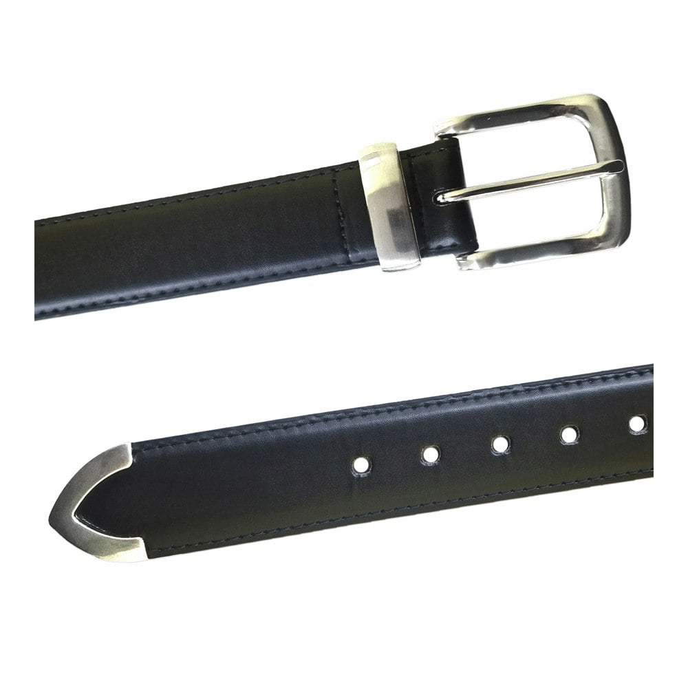 Duke Mens D555 Joseph Bonded Leather Metal Tip Waist Belt - Black