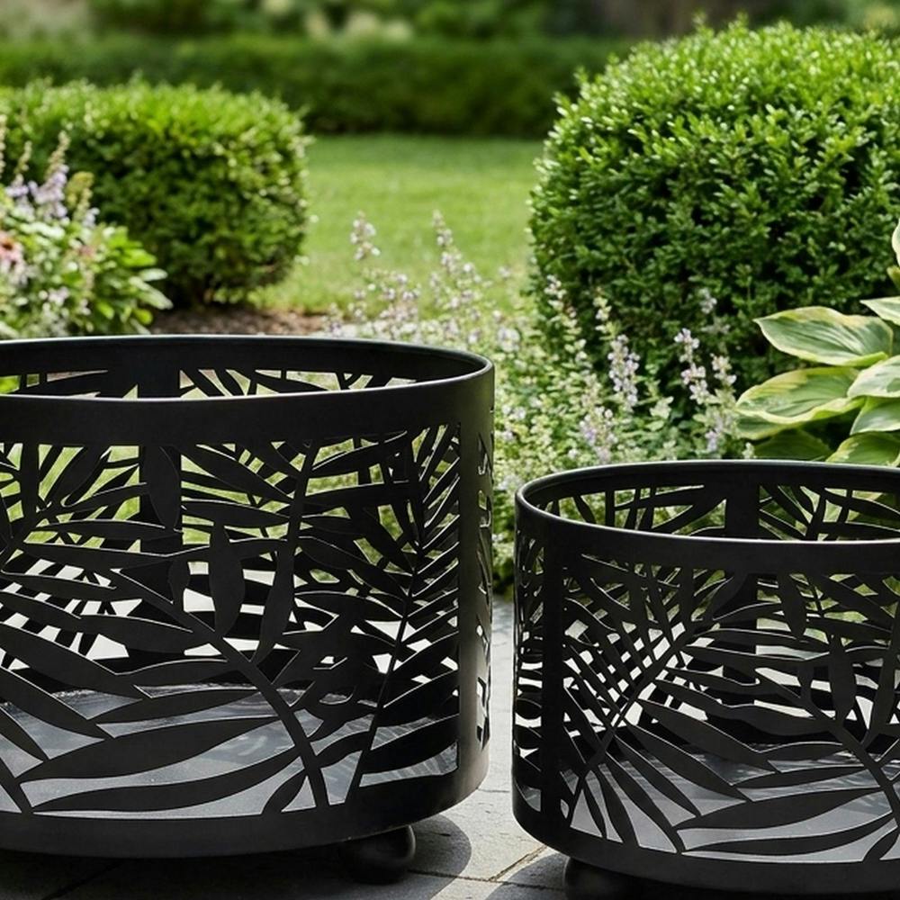 Garden Greatness Set of Two Metal Leaf Garden Fire Pits