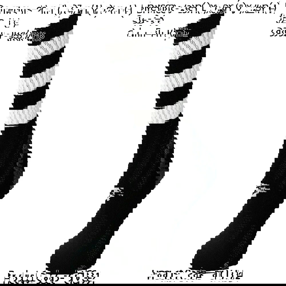 JUNIOR Size 3-6 Hooped Stripe Football Crew Socks BLACK/WHITE Training Ankle