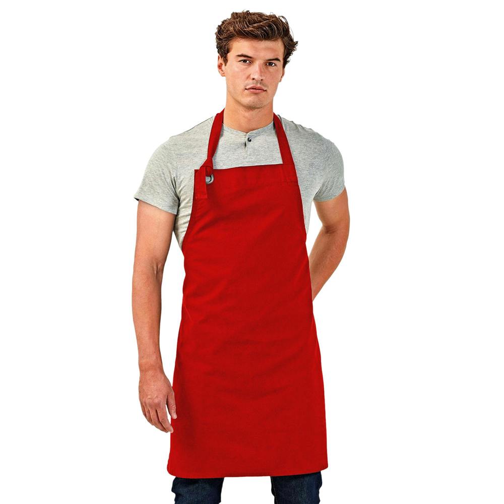 Premier Unisex Calibre Heavy Cotton Canvas Bib Apron (Pack of 2) - Red