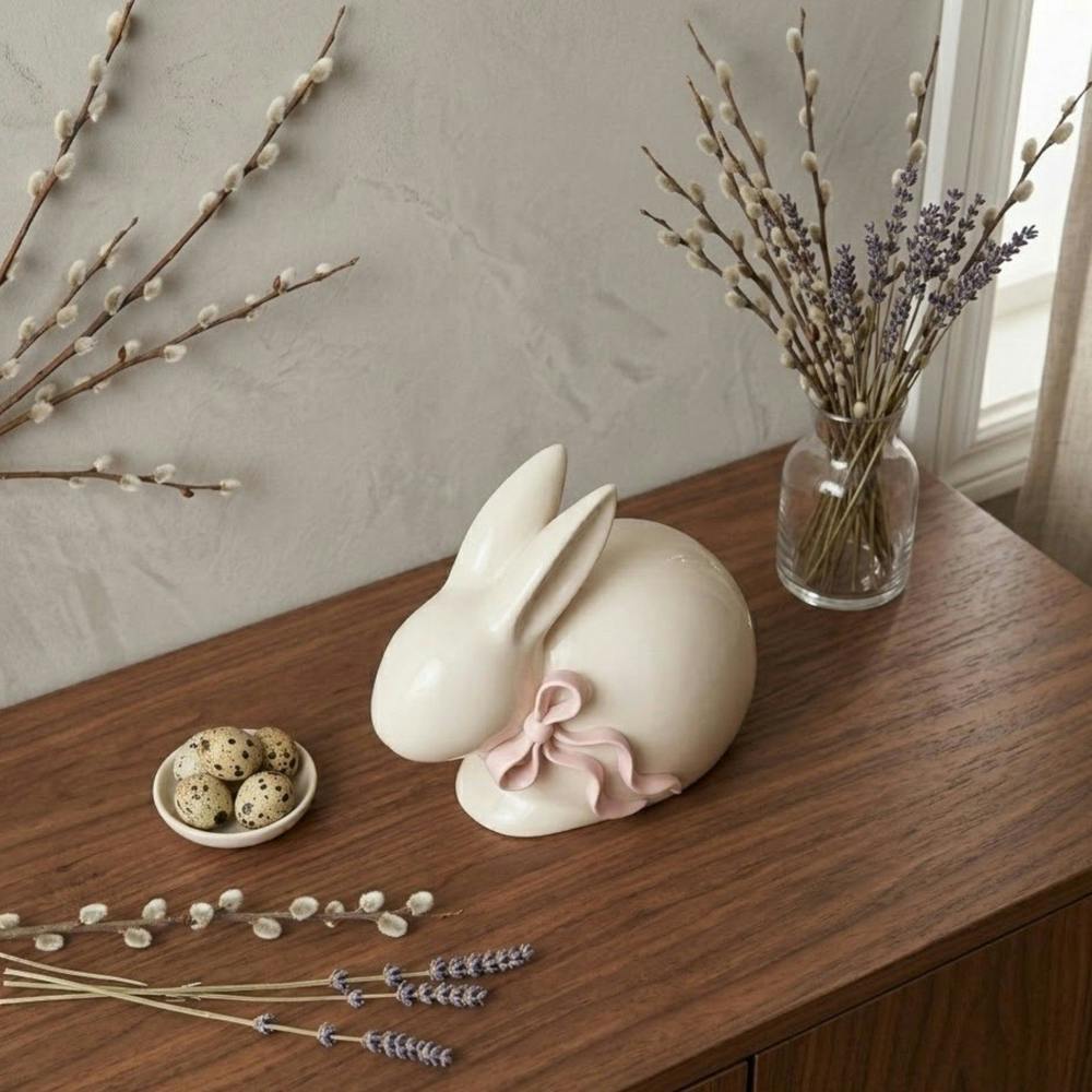 Garden Greatness Bunny Pink Bow Easter Ornament