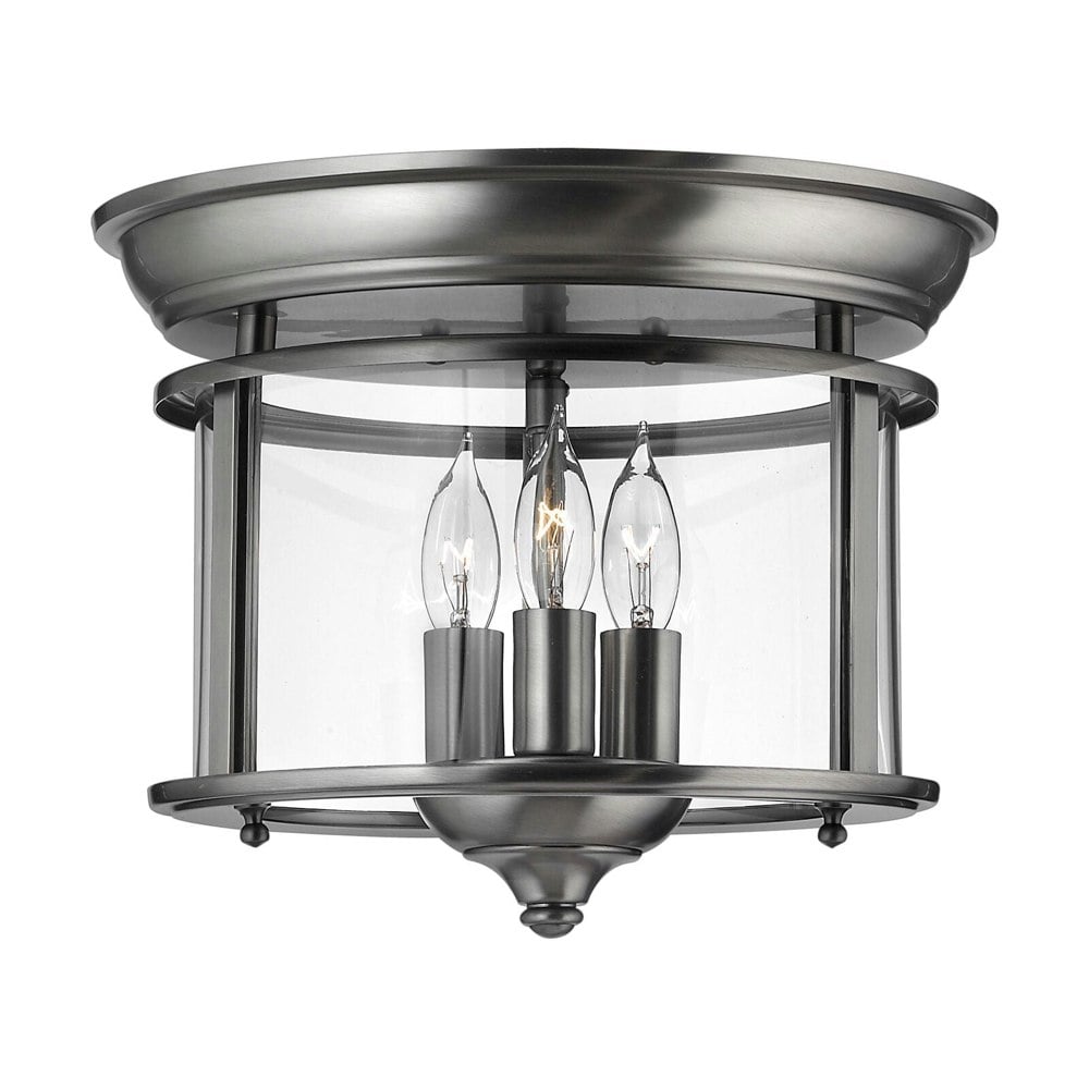 3 Bulb Flush Light Light Low Ceiling Pewter LED E14 40W Bulb Loops