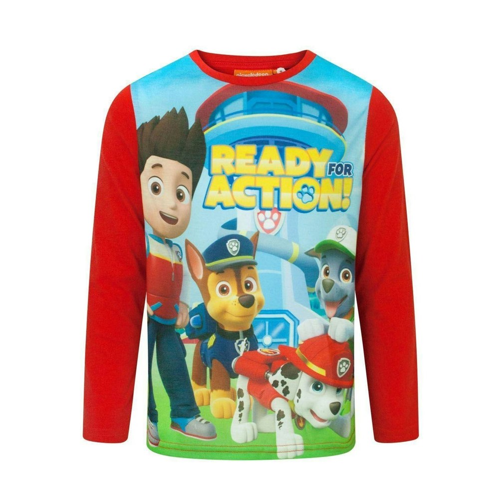 Paw Patrol Boys Ready For Action Long-Sleeved T-Shirt - Red