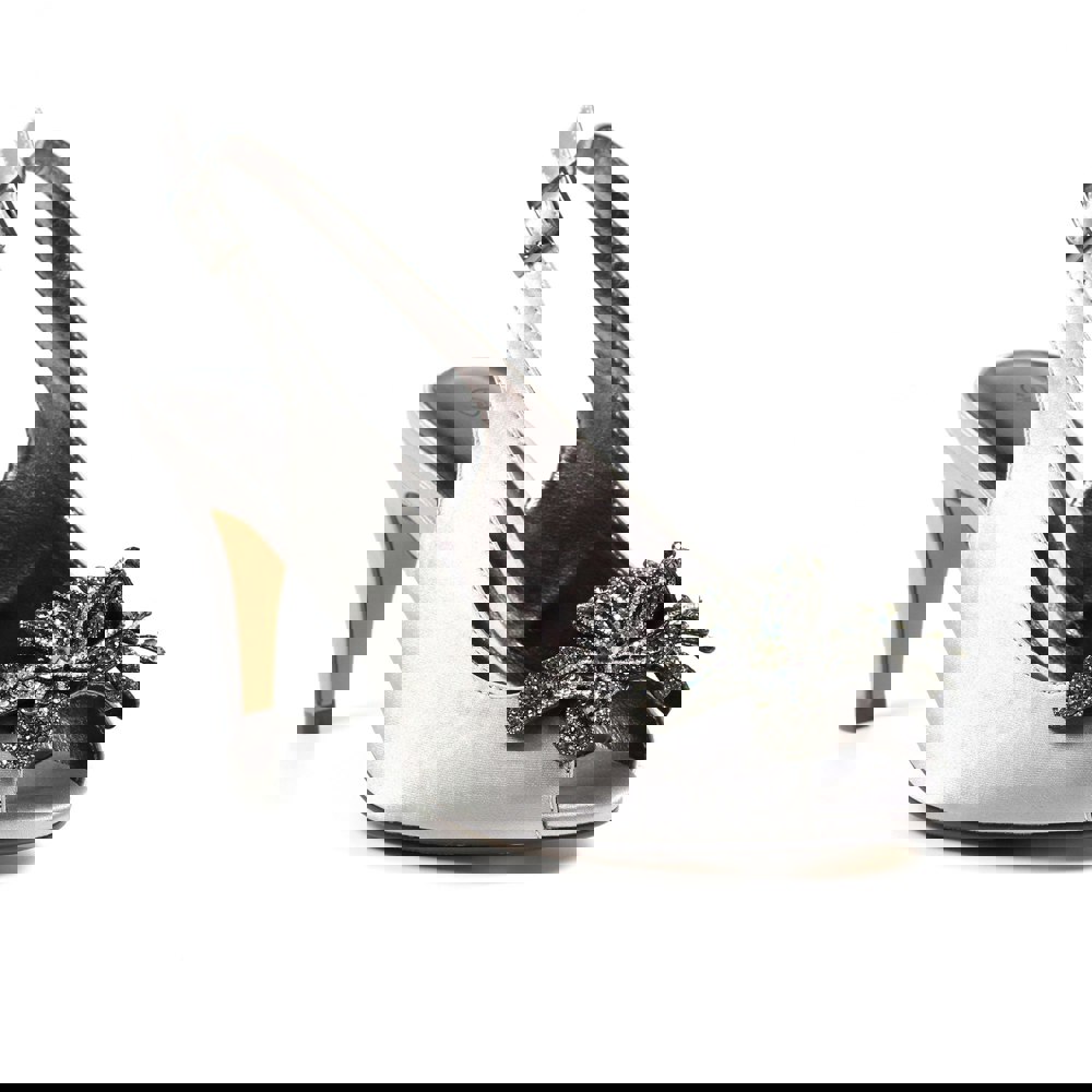 Lunar Womens/Ladies Ankara Satin Court Shoes - Dark Grey
