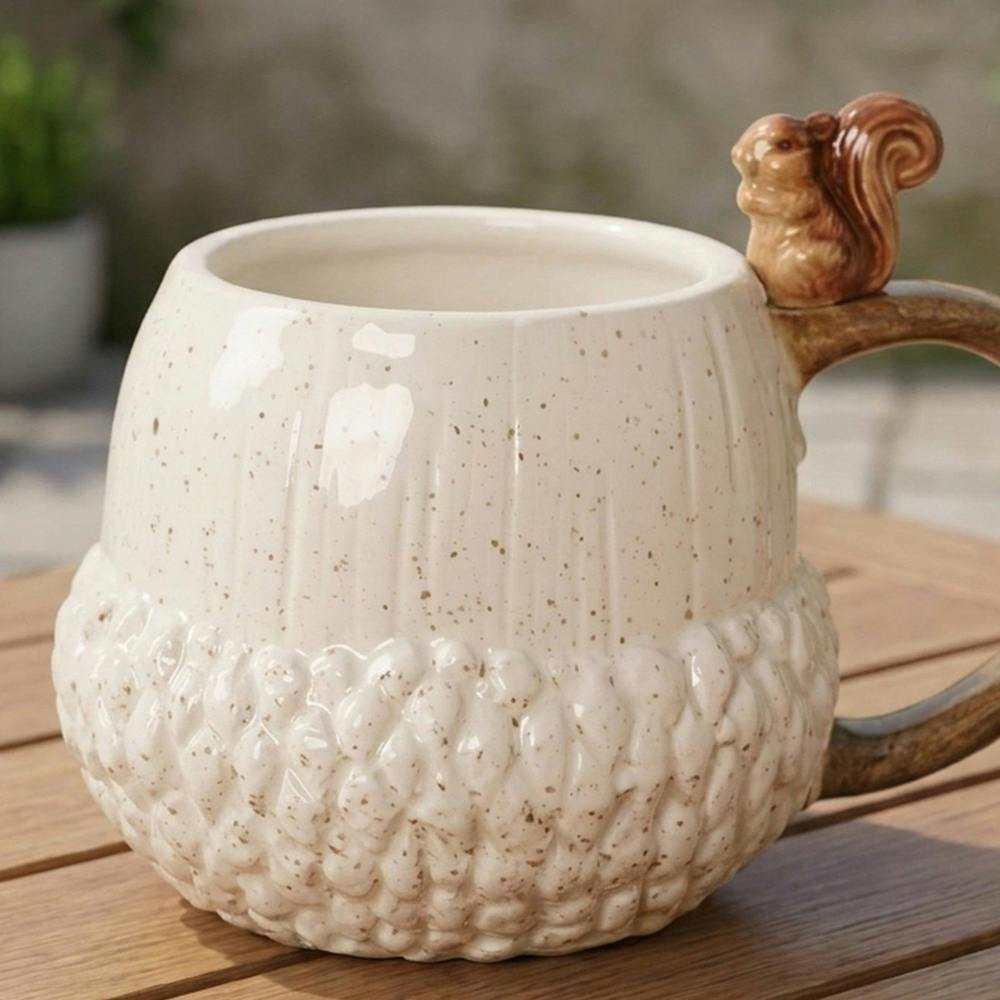 Garden Greatness Sculpted Squirrel Handle Textured Mug
