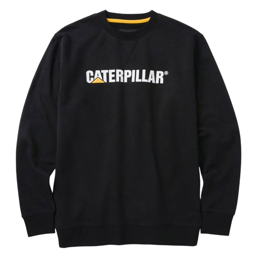 Caterpillar Mens Logo Midweight Crew Neck Jumper - Black