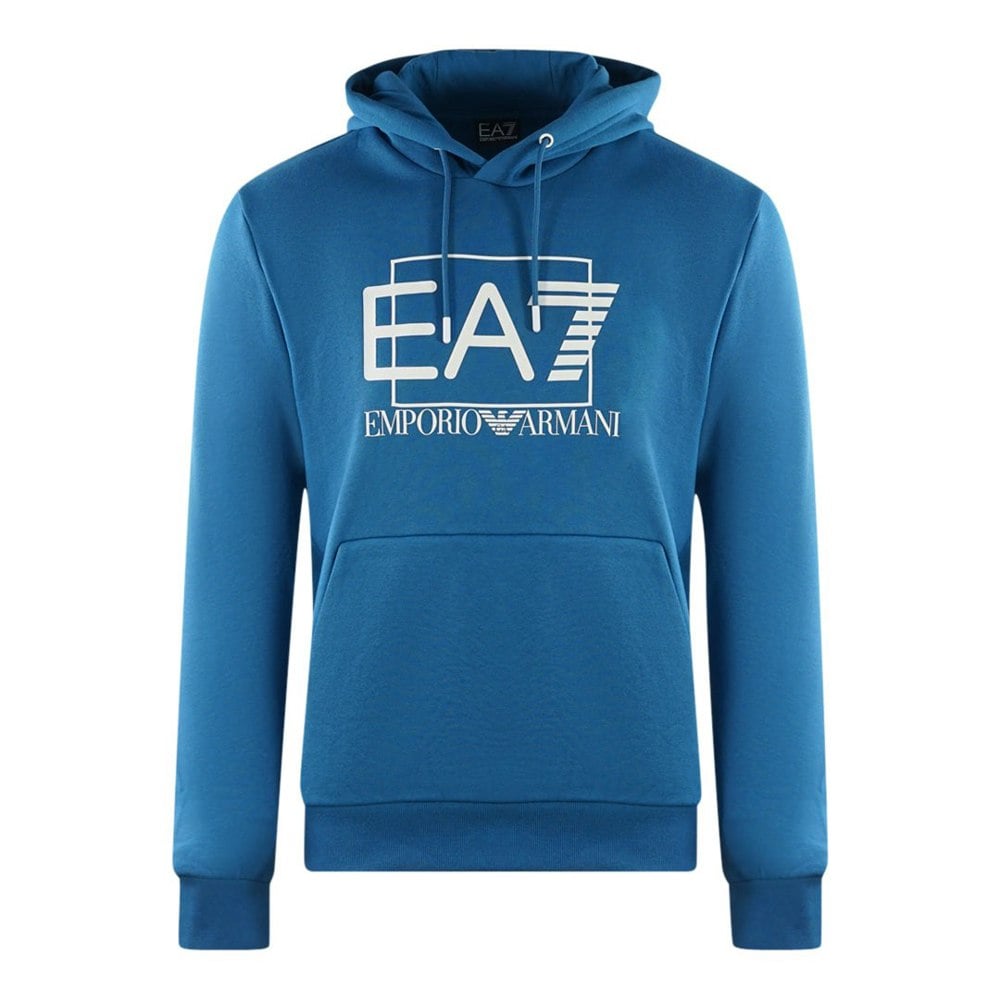EA7 Embossed Box Logo Hoodie - Dark Blue