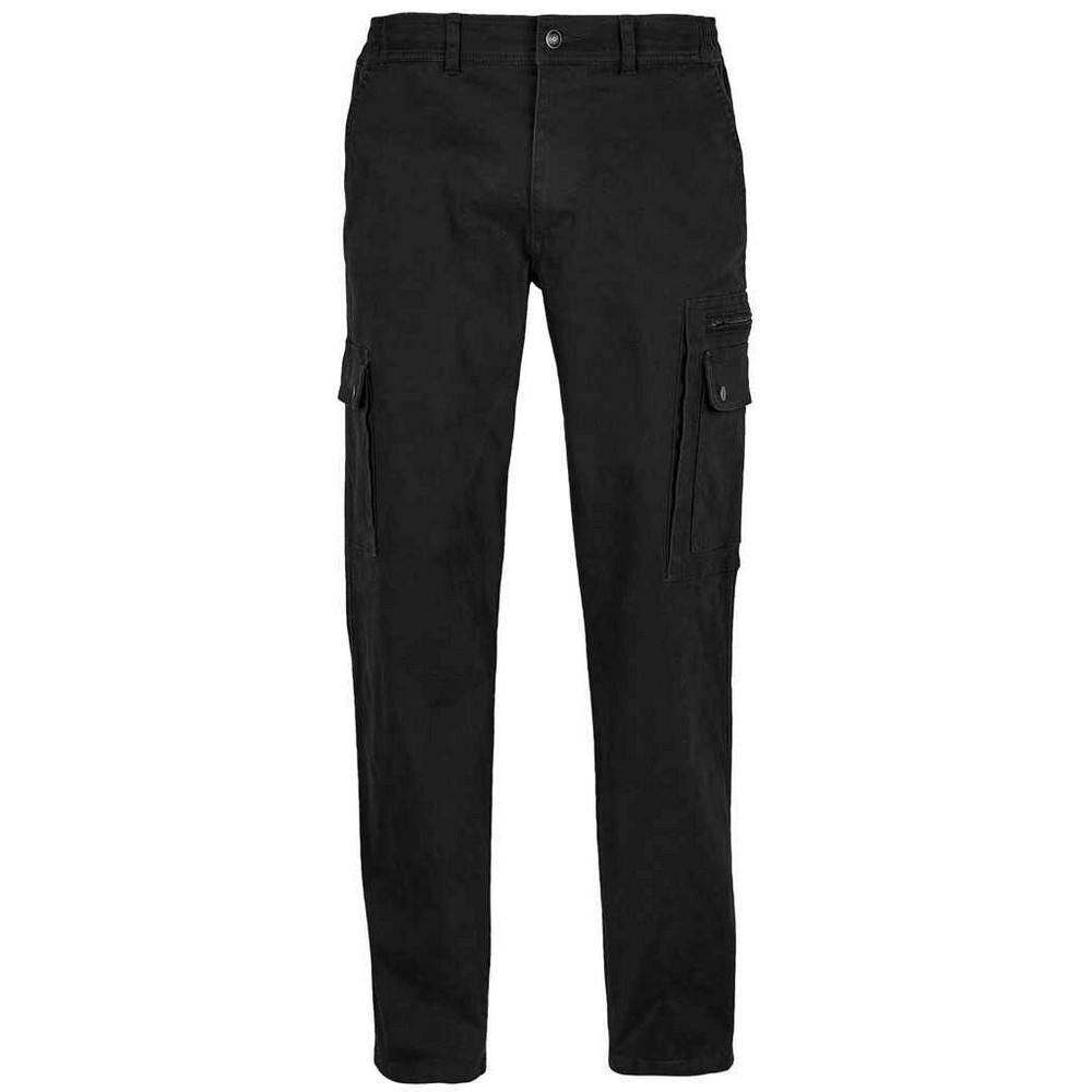 SOLS Mens Docker Stretch Cargo Trousers - Black - Black - 98% Cotton Twill/2% Elastane