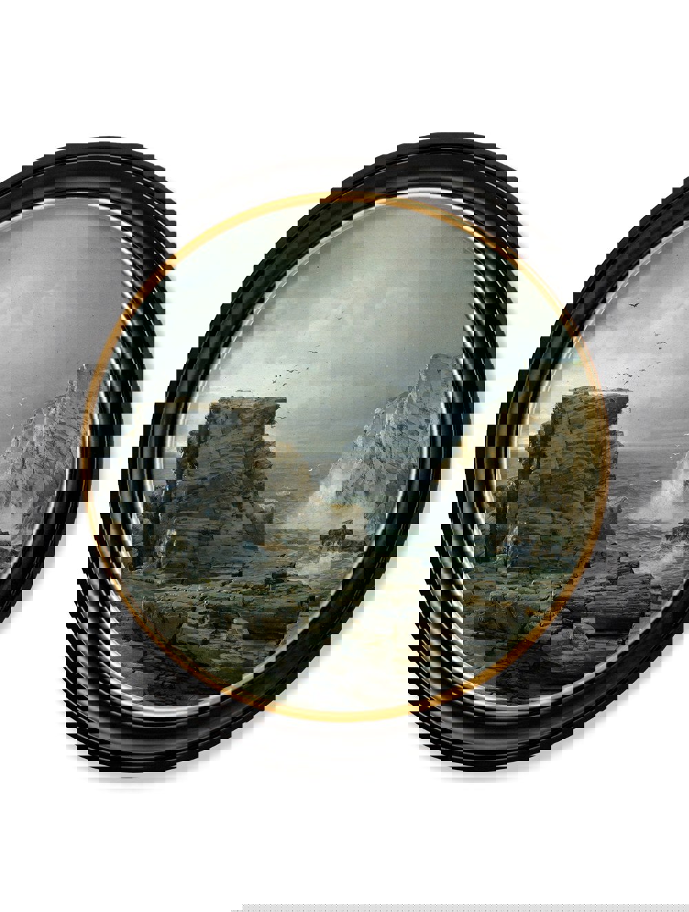 Exceptional Art c.1877 Rocky Coast - Round Frame