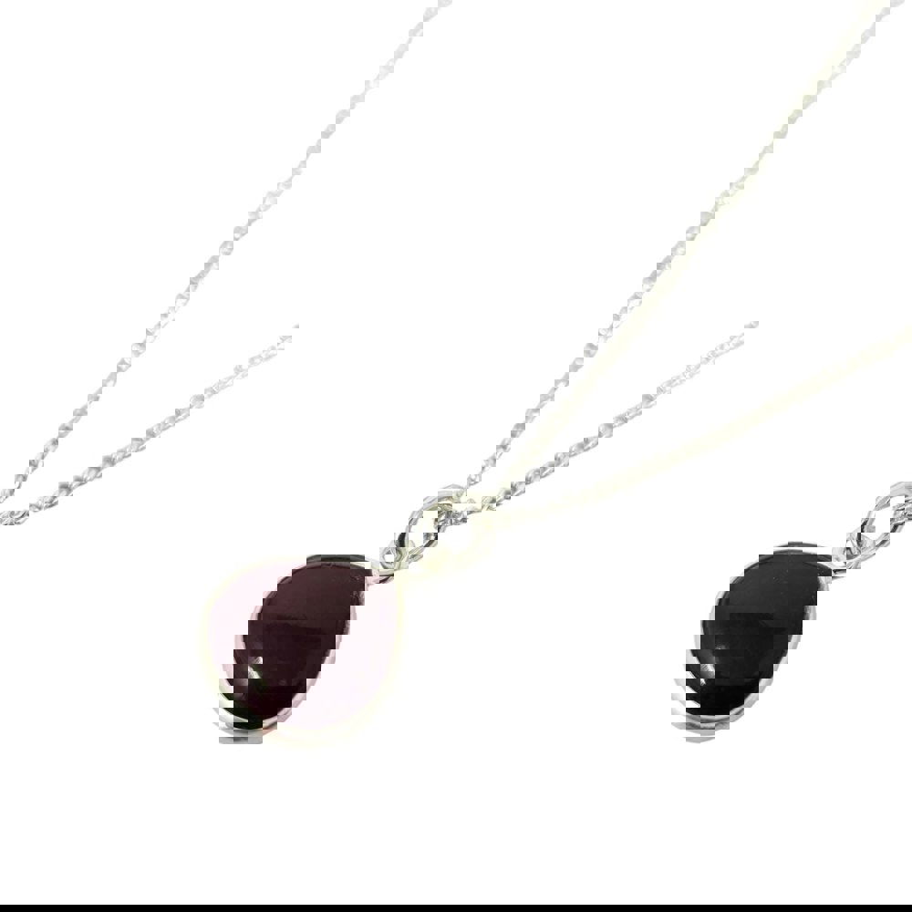 Dark Ruby 40th Birthday Gift Gem Silver Necklace