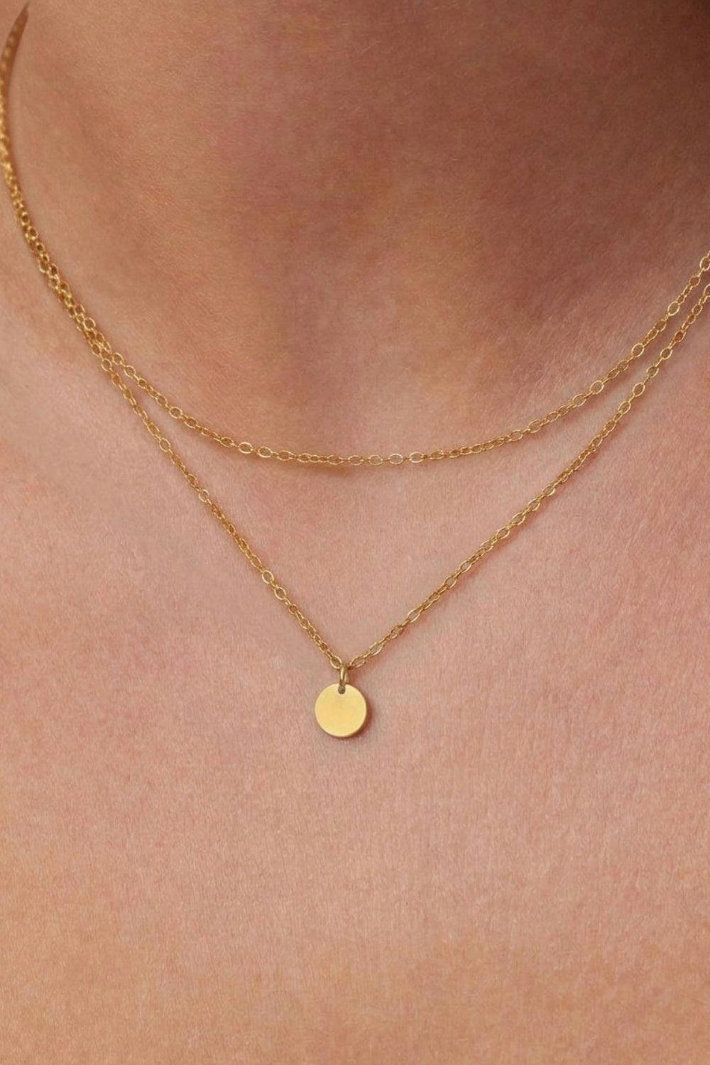 Serla Gold Plated Disc Layered Necklace