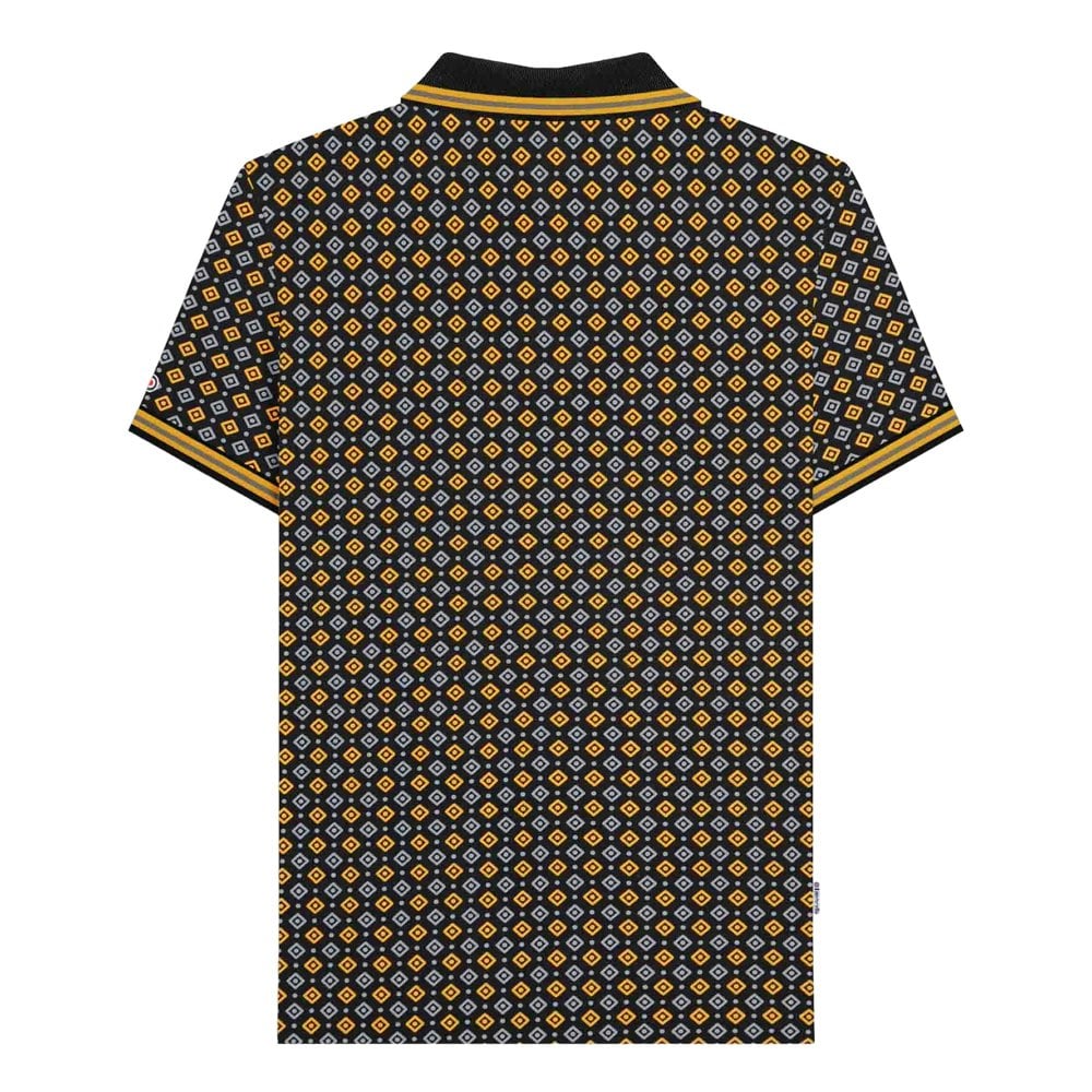 Lambretta Mens SS25 Geometric Polo Shirt - Black/Gold