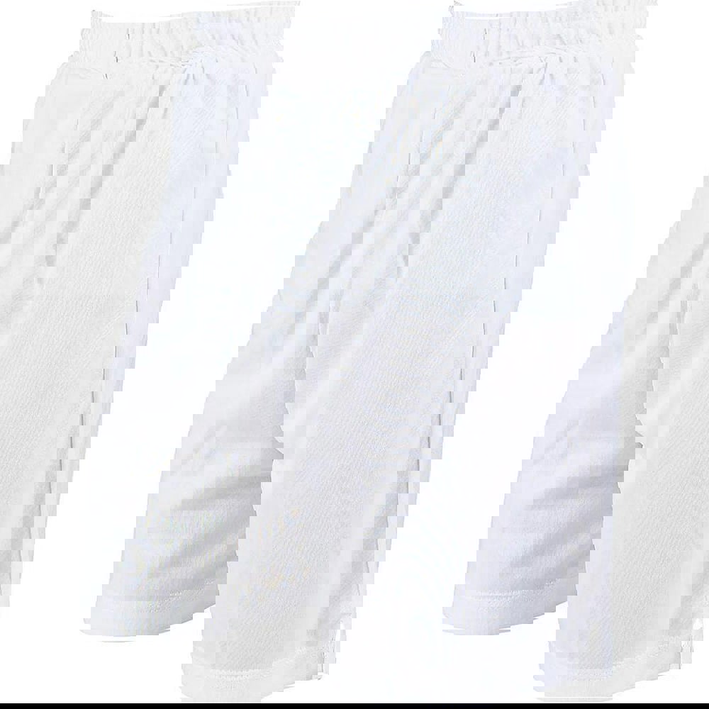S - WHITE Junior Soft Touch Elasticated Training Shorts Bottoms - Football Gym