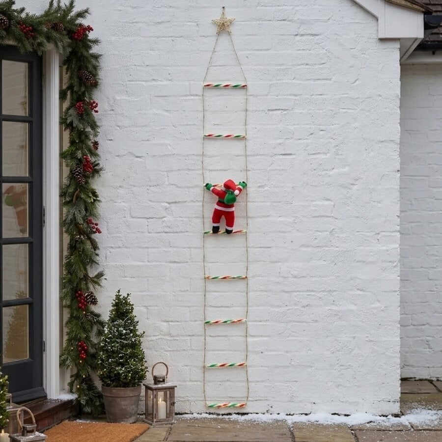 Garden Greatness Festive Illuminated Santa's Ladder Display