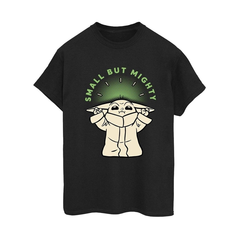 Star Wars Womens/Ladies The Mandalorian Small But Mighty Grogu Cotton Boyfriend T-Shirt - Black